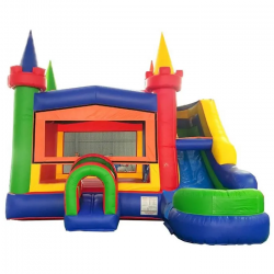 Rainbow Castle Water Slide Bounce House Combo